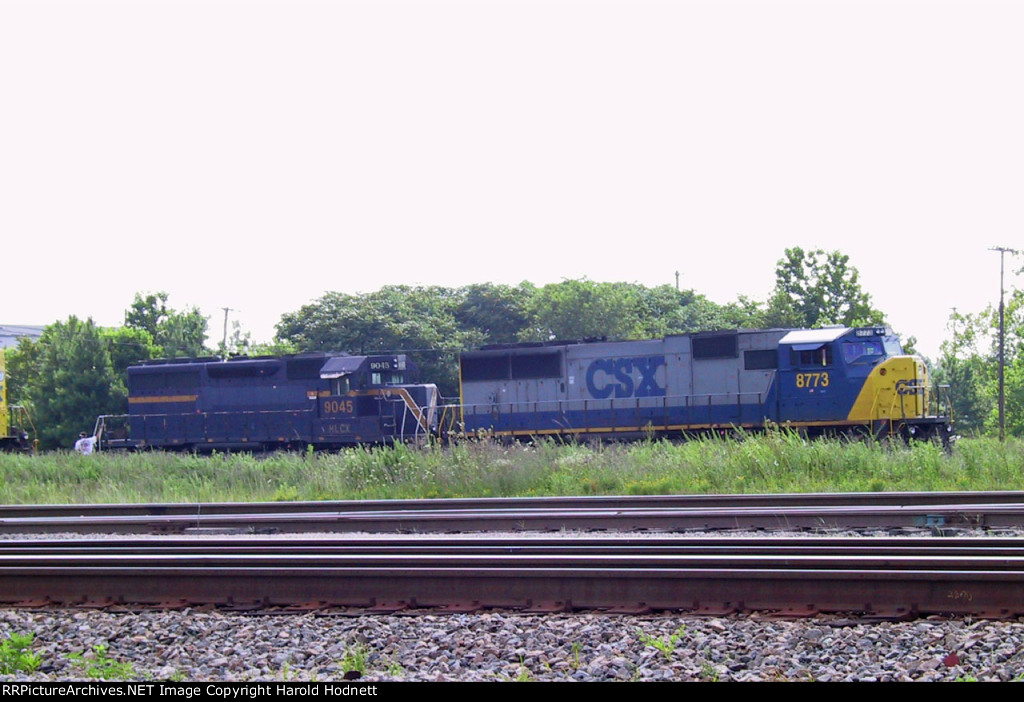 CSX 8773 & HLCX 9045 head towards the tower